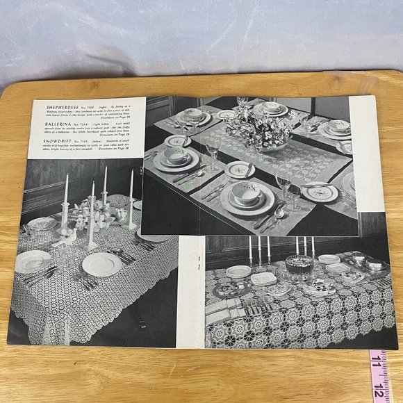 Vintage 1939 Knitting Crochet Tablecloth Doilies Patterns Booklet #135 - Picture 7 of 8